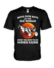 move over boys harness racing V-Neck T-Shirt tile