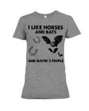 I Like Horses and bats Premium Fit Ladies Tee tile