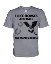 I Like Horses and bats V-Neck T-Shirt tile