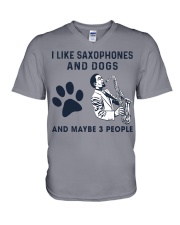 I Like Saxophones And Dogs V-Neck T-Shirt tile
