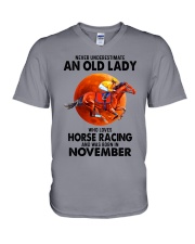 11 horse racing olwm V-Neck T-Shirt tile