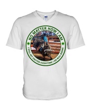 no-matter-bull-riding V-Neck T-Shirt tile