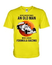 formula racing old man V-Neck T-Shirt tile