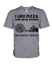 like pizza drag racing V-Neck T-Shirt tile