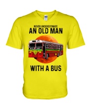 bus old man V-Neck T-Shirt tile