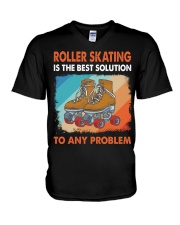 roller skating best solution V-Neck T-Shirt tile