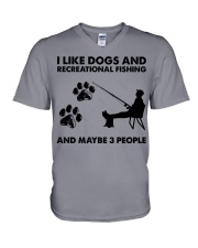 recreational-fishing-i-like-dogs V-Neck T-Shirt tile