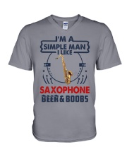 SAXOPHONE LIKE BEER AND BOOBS V-Neck T-Shirt tile