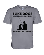 i-like-dogs-recreational-fishing V-Neck T-Shirt tile