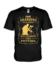 some granpas take pictures V-Neck T-Shirt tile