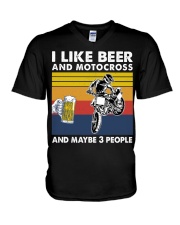 Motocross like beer V-Neck T-Shirt tile