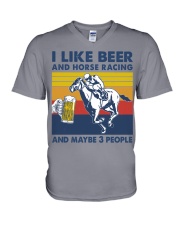 like beer horse racing V-Neck T-Shirt tile
