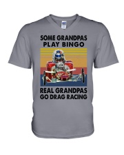 real grandpas drag racing V-Neck T-Shirt tile