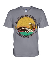 i like beer Dirt track racing V-Neck T-Shirt tile