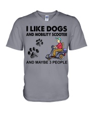 i like dogs mobility scooter V-Neck T-Shirt tile