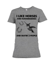 I Like Horses and hummingbirds Premium Fit Ladies Tee tile