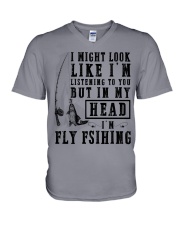 i-might-look-fly-fishing V-Neck T-Shirt tile