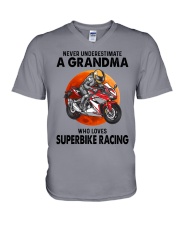 superbike-racing-grandma V-Neck T-Shirt tile