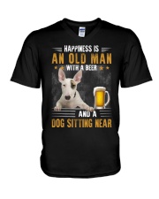 HAPPINESS IS AN OLD MAN BULL TERRIER V-Neck T-Shirt tile