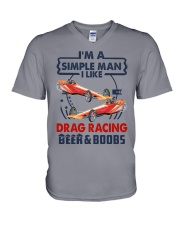 I LIKE BEER AND BOOBS DRAG RACING V-Neck T-Shirt tile