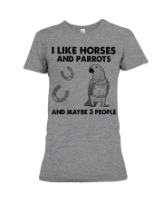 I Like Horses And Parrots Premium Fit Ladies Tee tile