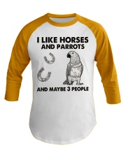 I Like Horses And Parrots Baseball Tee tile