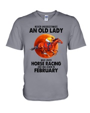 02 horse racing olwm V-Neck T-Shirt tile