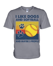 i-like-softball V-Neck T-Shirt tile