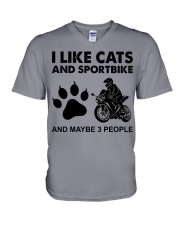 like cats sportbike V-Neck T-Shirt tile