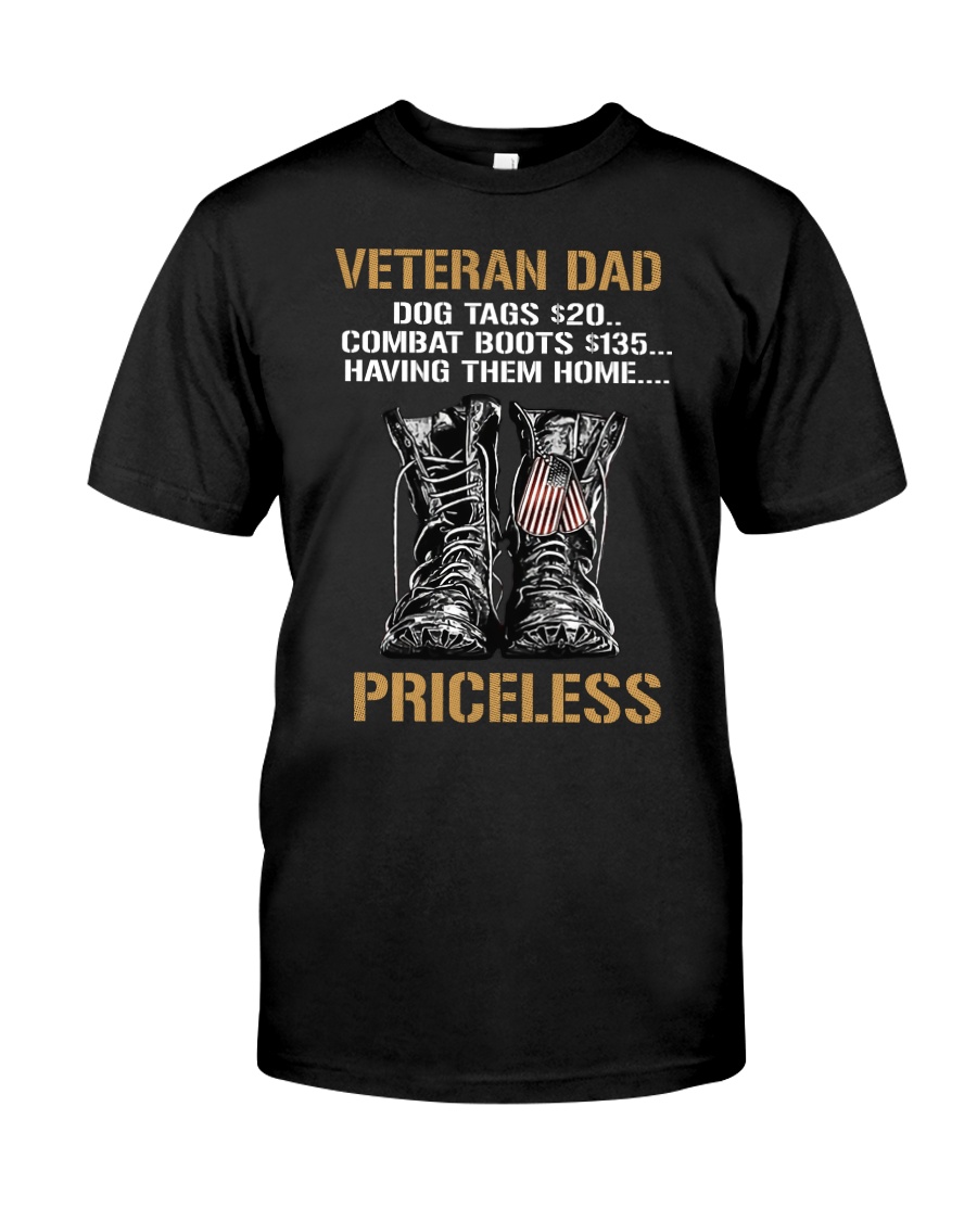 Veteran Dad Have Dog Tags Combat Boots Classic T-Shirt