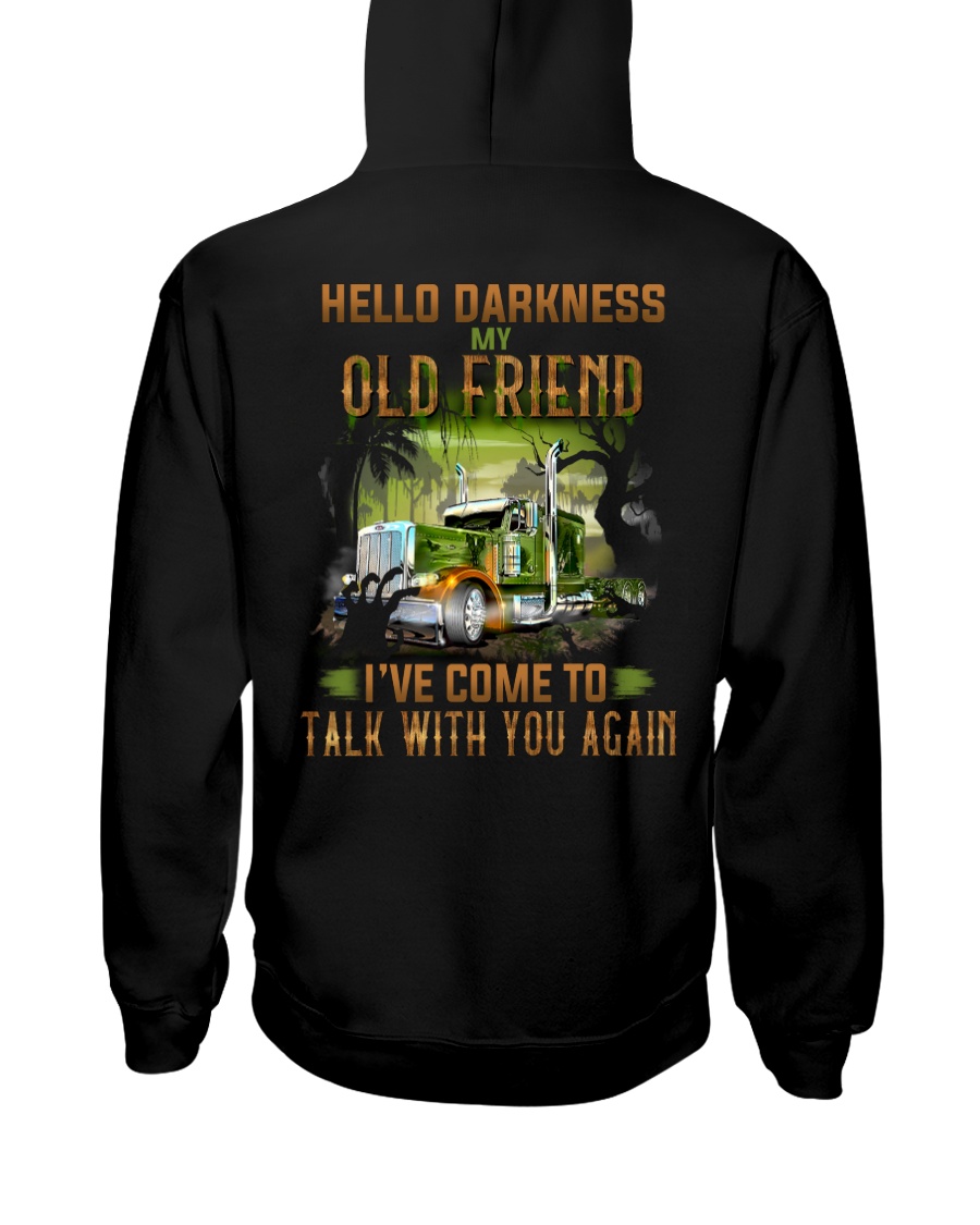 Trucker Halloween Hello Darkness My Old Friend Hooded Sweatshirt