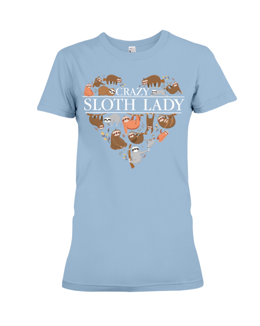CRAZY SLOTH LADY Premium Fit Ladies Tee