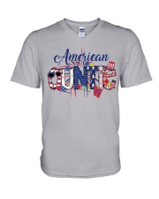 Patriotic Doodle 4th Of July American Auntie V-Neck T-Shirt tile