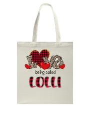 Love being called Lolli - Red Plaid Heart Tote Bag tile