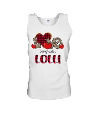 Love being called Lolli - Red Plaid Heart Unisex Tank tile
