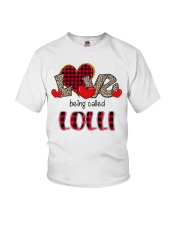 Love being called Lolli - Red Plaid Heart Youth T-Shirt tile