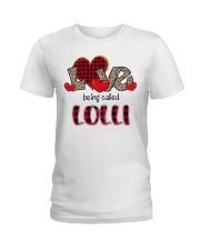 Love being called Lolli - Red Plaid Heart Ladies T-Shirt tile