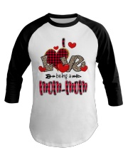 I Love Being A Mom-Mom - Red Plaid Heart Baseball Tee tile