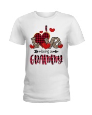 I Love Being A Grammy - Red Plaid Heart Ladies T-Shirt tile