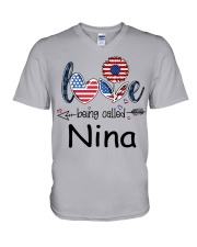 Love Being Called Nina Flag V-Neck T-Shirt tile