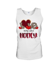 Love being called Honey - Red Plaid Heart Unisex Tank tile