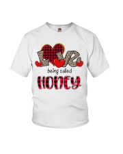 Love being called Honey - Red Plaid Heart Youth T-Shirt tile