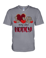 Love being called Honey - Red Plaid Heart V-Neck T-Shirt tile