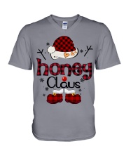 Honey Claus-Red Plaid V-Neck T-Shirt tile