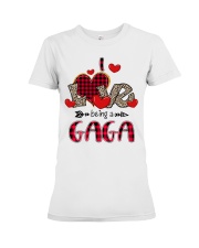 I Love Being A Gaga - Red Plaid Heart Premium Fit Ladies Tee tile