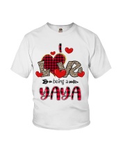 I Love Being A Yaya - Red Plaid Heart Youth T-Shirt tile