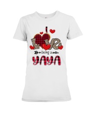 I Love Being A Yaya - Red Plaid Heart Premium Fit Ladies Tee tile
