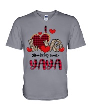 I Love Being A Yaya - Red Plaid Heart V-Neck T-Shirt tile