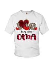 Love being called Oma - Red Plaid Heart Youth T-Shirt tile