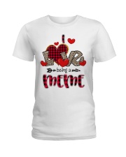 I Love Being A Meme - Red Plaid Heart Ladies T-Shirt tile